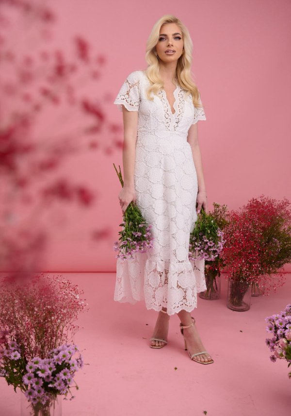 Γυναικείο φόρεμα δαντέλα με V Rikel Brigitte Boutique