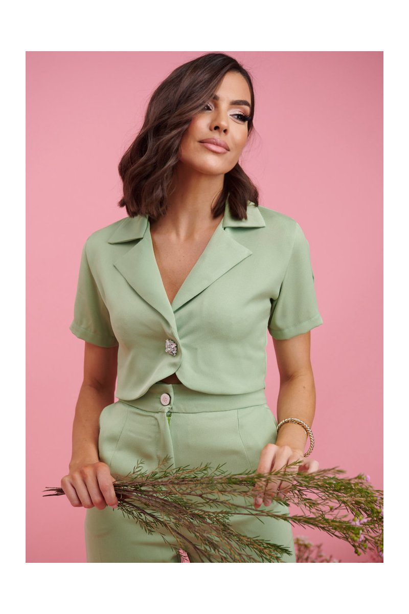 Κροπ τοπ κοντομάνικο με γιακά Noeli Brigitte Boutique
