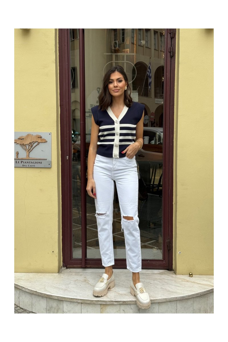 Τζιν ψηλόμεσο με σκισίματα Καντουνια Brigitte Boutique