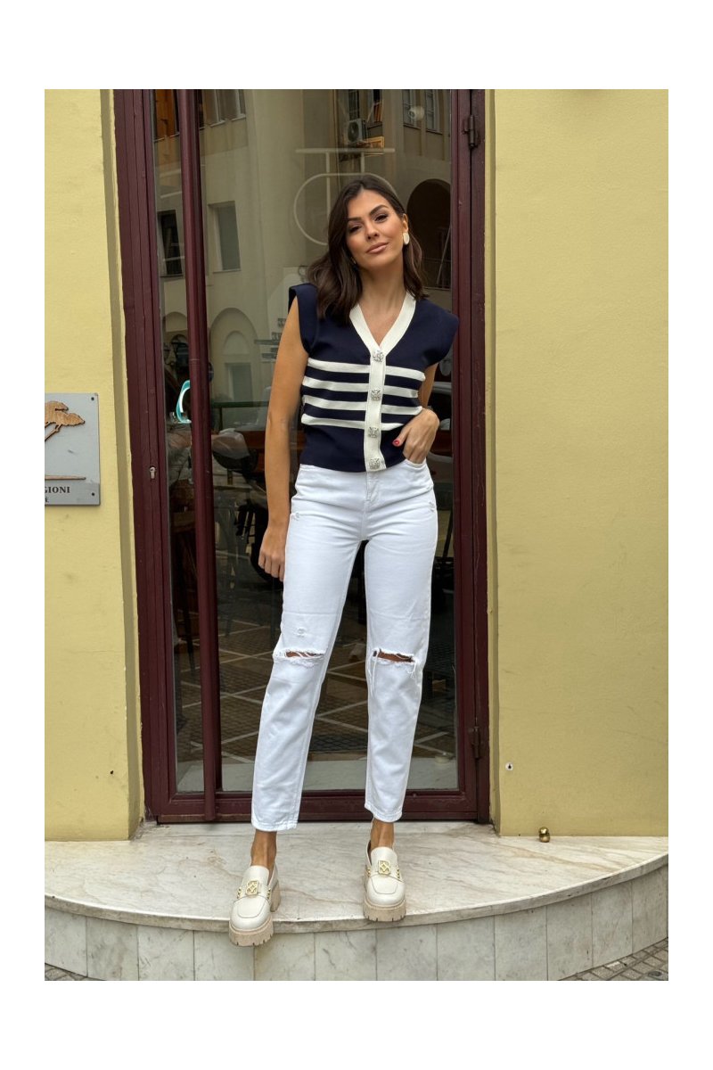 Τζιν ψηλόμεσο με σκισίματα Καντουνια Brigitte Boutique