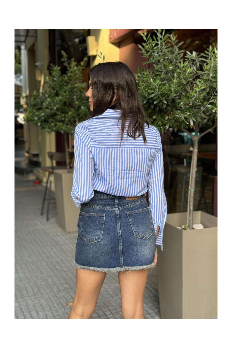 Brigitte Boutique Ριγέ Πουκάμισο με Μεταλιζέ Λεπτομέρειες - Μοντέρνο Look