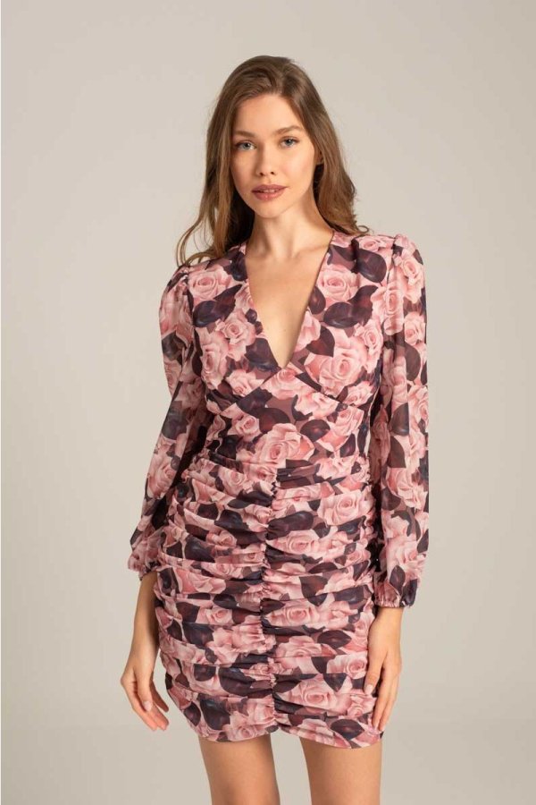 Μίνι ντραπέ φόρεμα με τύπωμα Iris Dress Mind Matter