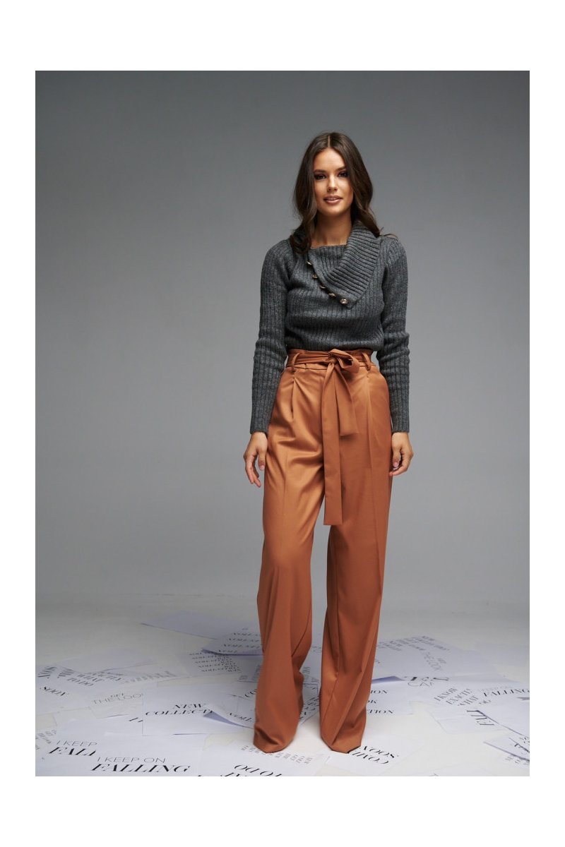 Υφασμάτινο παντελόνι ψηλόμεσο καμπάνα Brigitte Boutique
