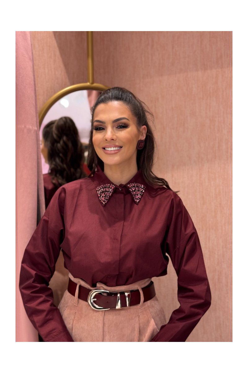 Brigitte Boutique Πουκάμισο Τατι με Στρας στον Γιακά - Κομψότητα και Λάμψη