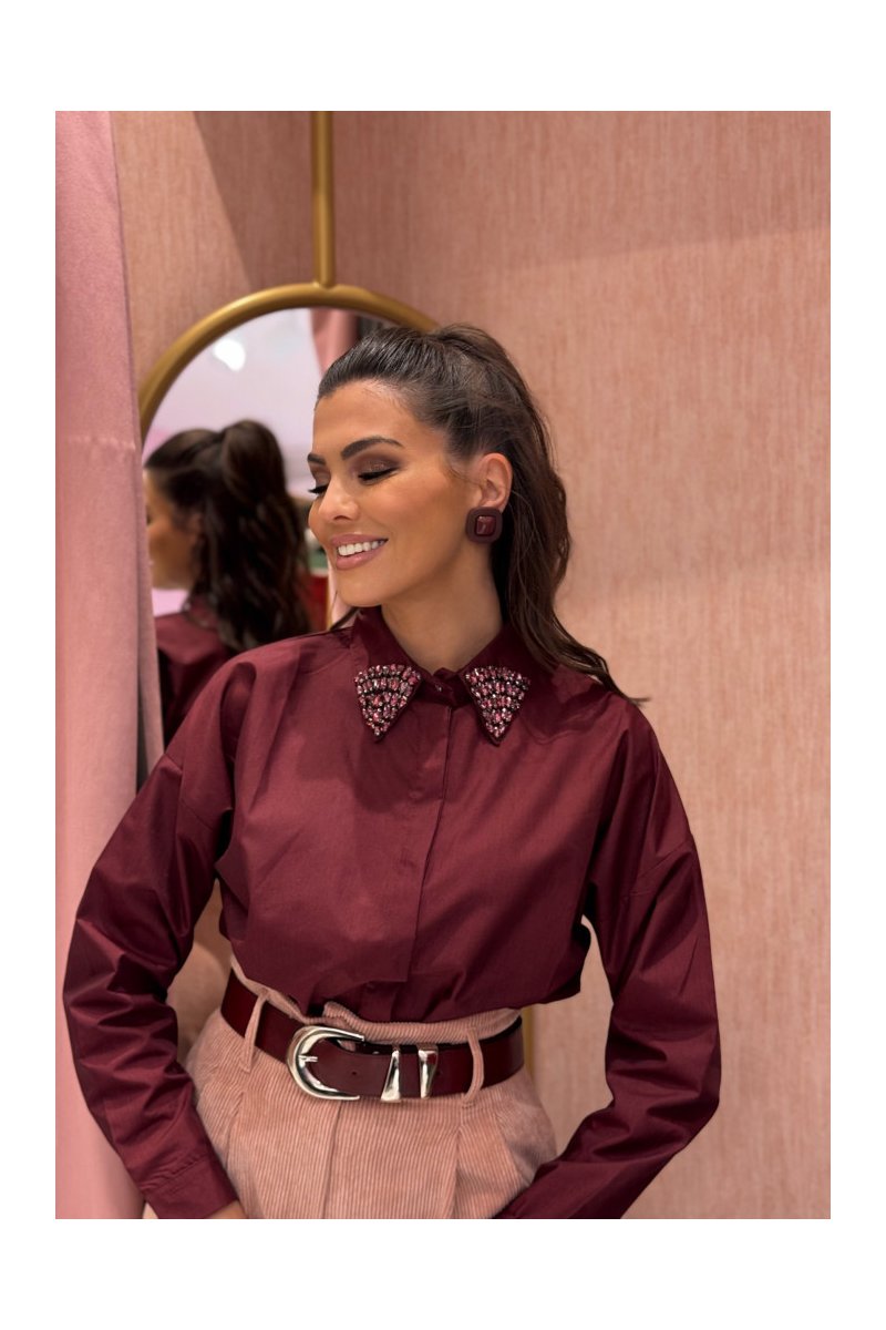 Brigitte Boutique Πουκάμισο Τατι με Στρας στον Γιακά - Κομψότητα και Λάμψη