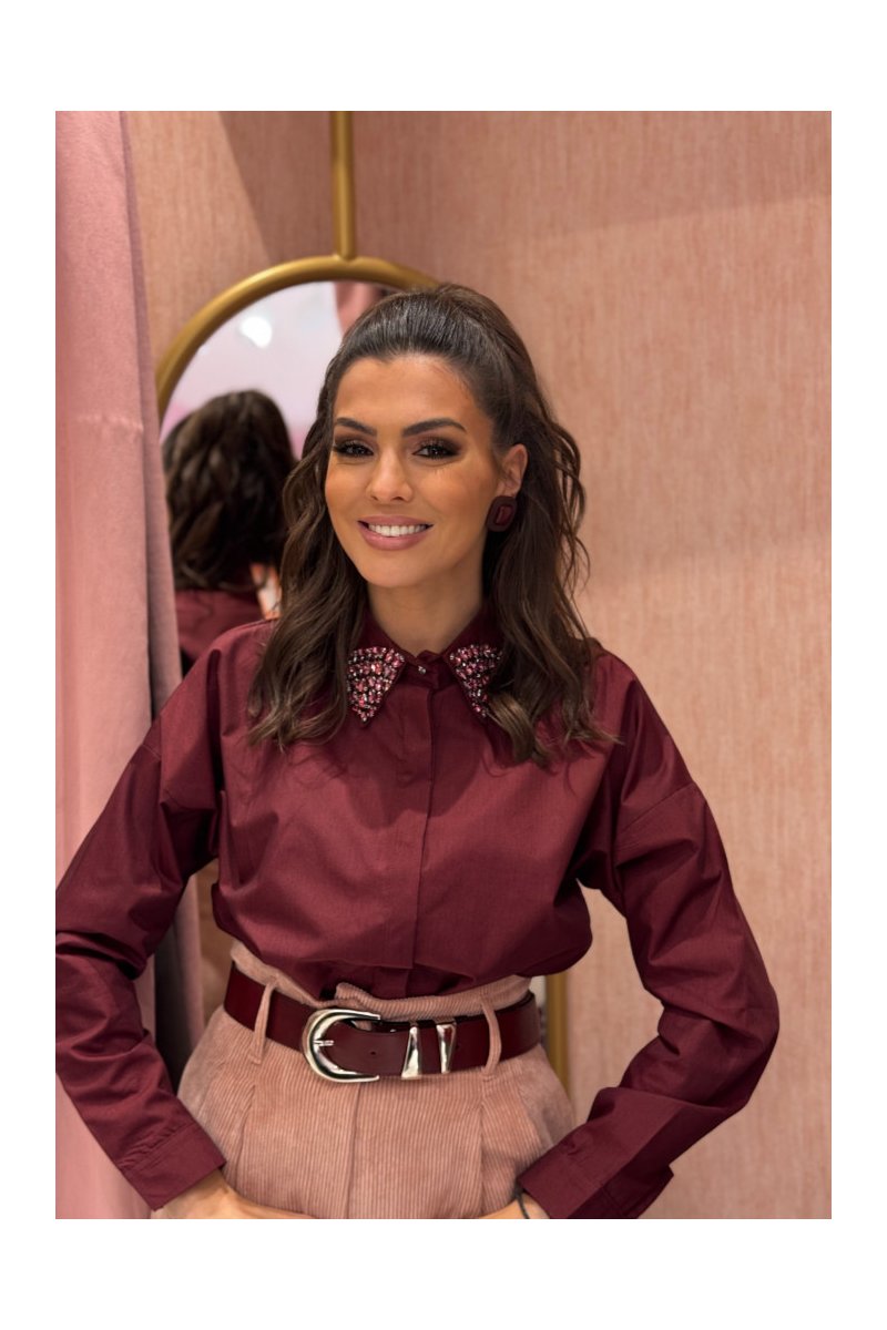 Brigitte Boutique Πουκάμισο Τατι με Στρας στον Γιακά - Κομψότητα και Λάμψη
