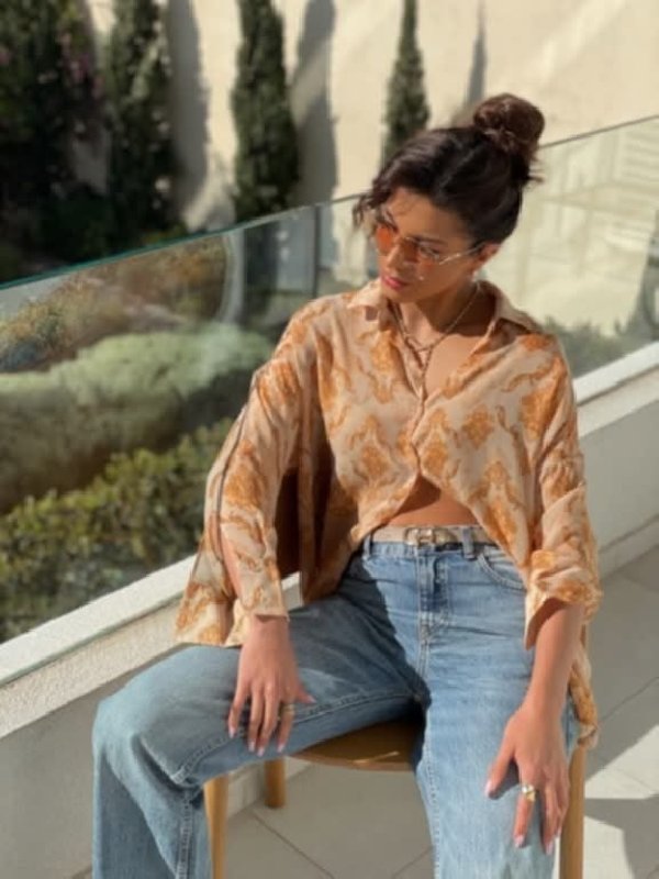 Πουκαμίσα oversized με λαχούρ