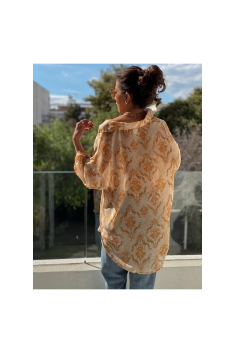 Πουκαμίσα oversized με λαχούρ