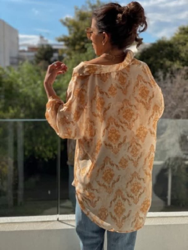 Πουκαμίσα oversized με λαχούρ