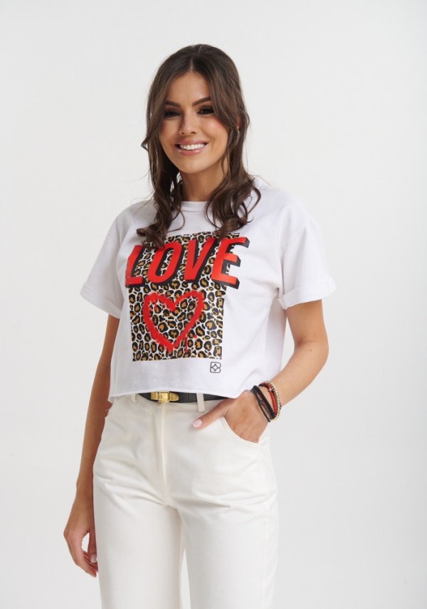 T-shirt με στάμπα καρδιά Brigitte