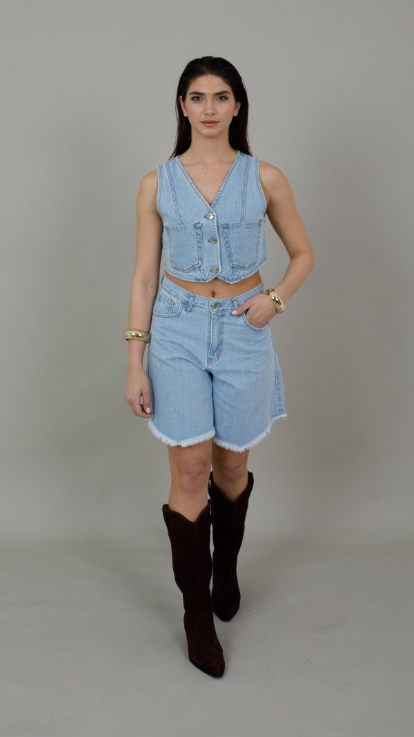 Τζιν σορτς ψηλόμεσο Milena shorts