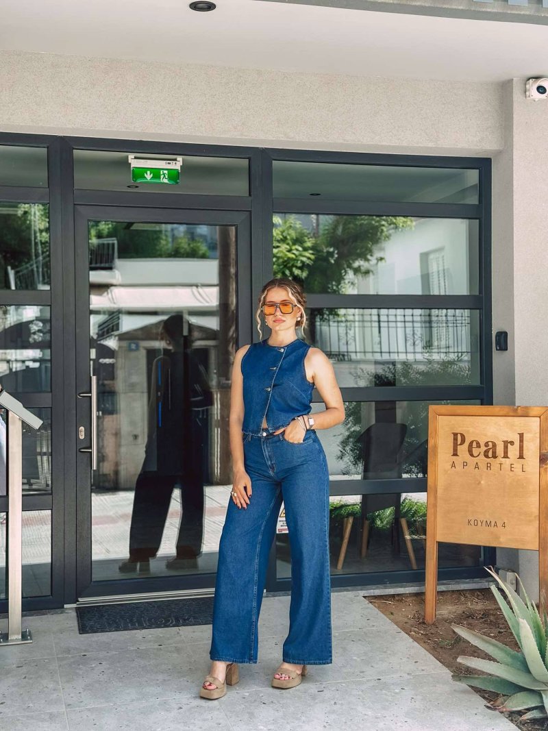 Σετ jean γιλέκο με παντελόνα
