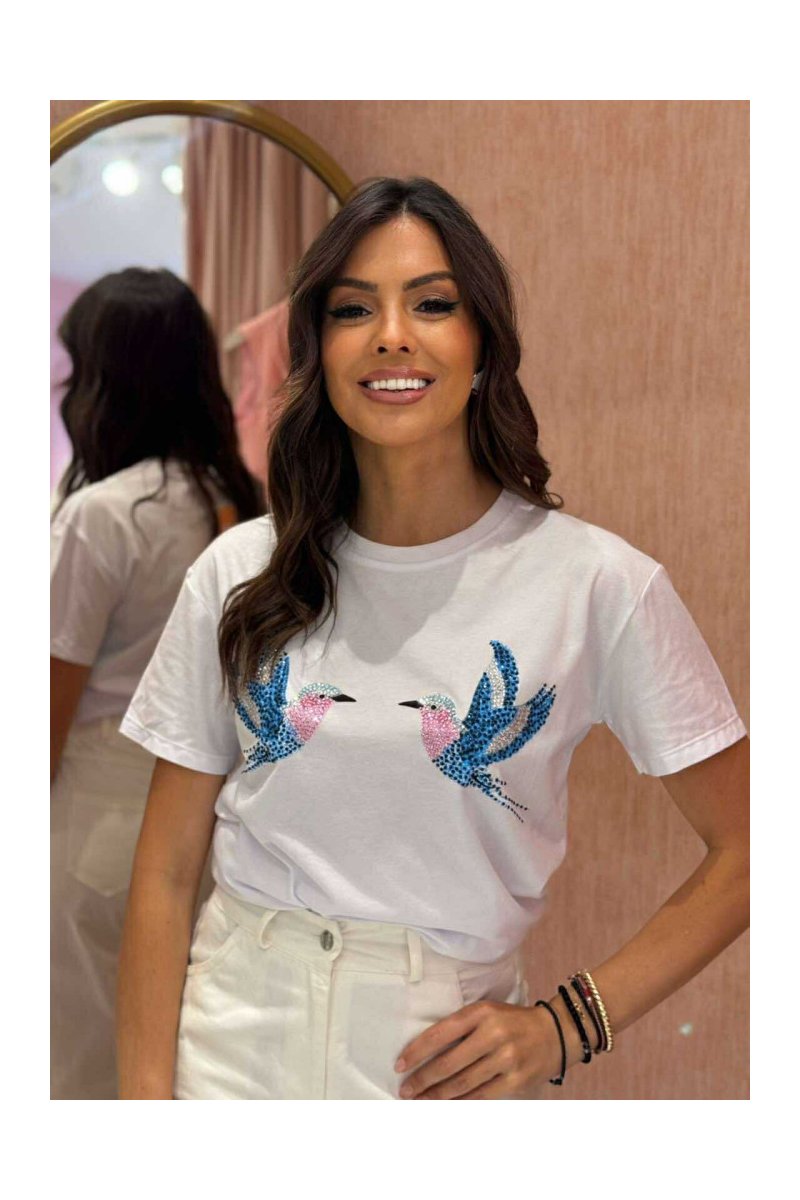 T-shirt με πουλιά