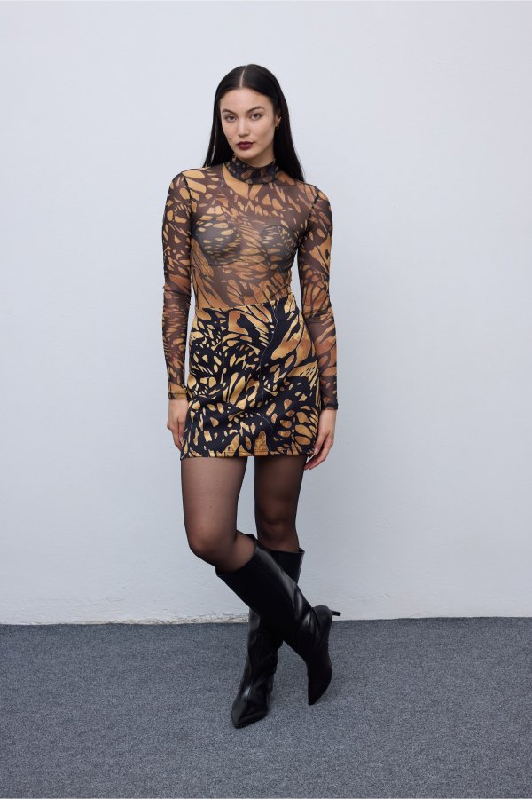 Butterfly Mosaic Mesh Top