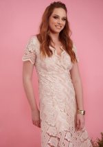 Γυναικείο φόρεμα δαντελένιο μίντι με V Sorelina Brigitte Boutique