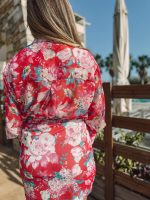 Γυναικεία φούστα μίνι φλοράλ με χρυσή κλωστή