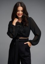 Μπλούζα μακρυμάνικη με διακοσμητικά λουλούδια Brigitte