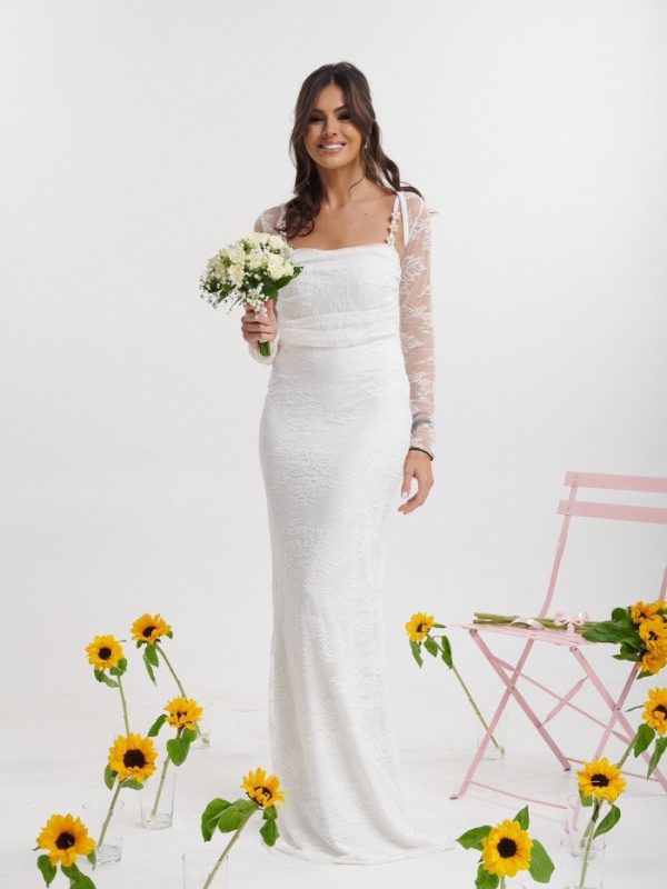 Φόρεμα μάξι λευκό με τιράντα Brigitte