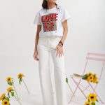 Τζιν λευκό ψηλόμεσο σε ίσια γραμμή