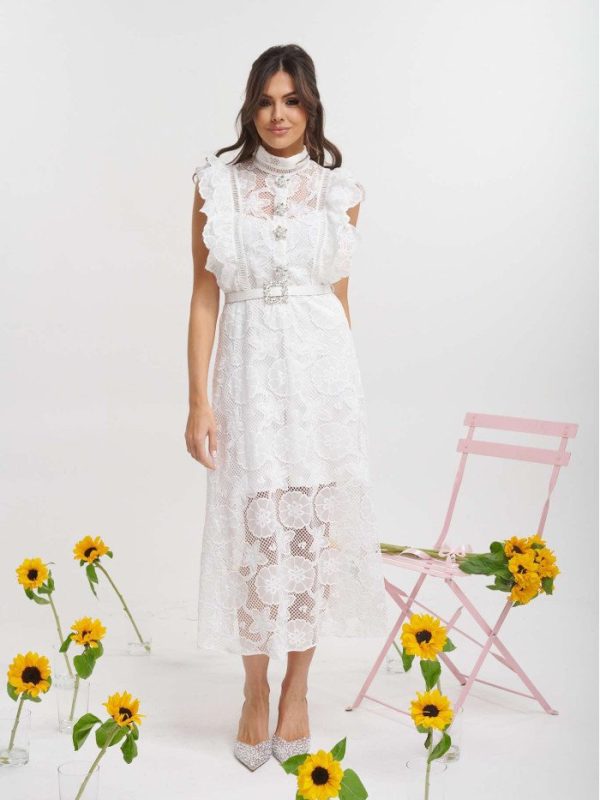 Φόρεμα δαντέλα αμάνικο