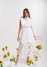 Φόρεμα δαντέλα αμάνικο