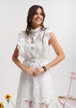 Φόρεμα δαντέλα αμάνικο