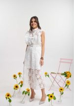 Φόρεμα δαντέλα αμάνικο