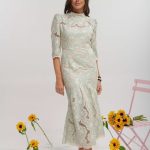 Φόρεμα δαντέλα εφαρμοστό Ροζ