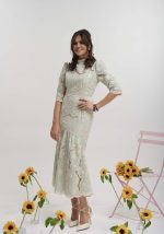 Φόρεμα δαντέλα εφαρμοστό Ροζ