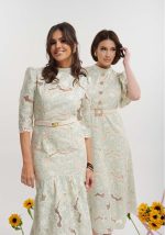 Φόρεμα δαντέλα εφαρμοστό Ροζ