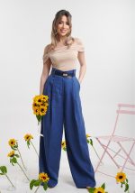 Παντελόνα ψηλόμεση λινή