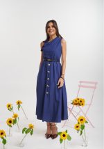 Φόρεμα midi αμάνικο με κουμπιά στο κάτω μέρος