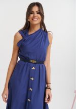 Φόρεμα midi αμάνικο με κουμπιά στο κάτω μέρος