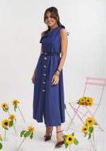 Φόρεμα midi αμάνικο με κουμπιά στο κάτω μέρος