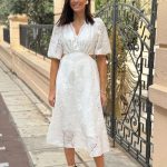 Φόρεμα μίντι με ανοίγματα στη μέση Λευκό