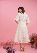 Φόρεμα μίντι πεταλούδα με ανοίγματα στη μέση Βανίλια