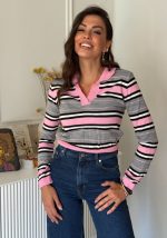 Πλεκτό τοπ με γιακά