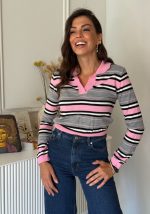 Πλεκτό τοπ με γιακά