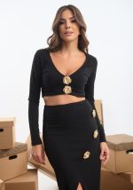 Crop top ριπ μακρυμάνικο