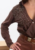 Πουκάμισο κρουαζέ με στρας στους ώμους