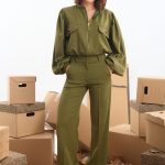 Παντελόνι ψηλόμεσο υφασμάτινο με ρεβέρ