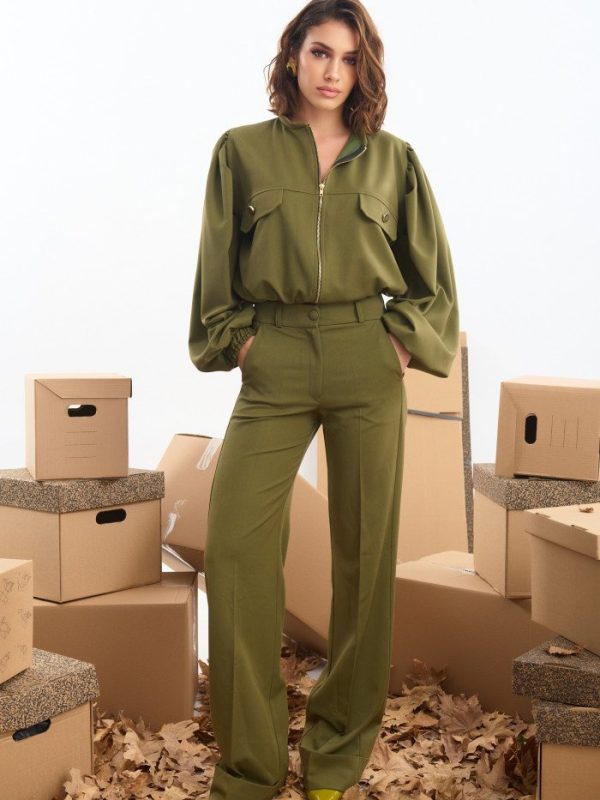 Παντελόνι ψηλόμεσο υφασμάτινο με ρεβέρ