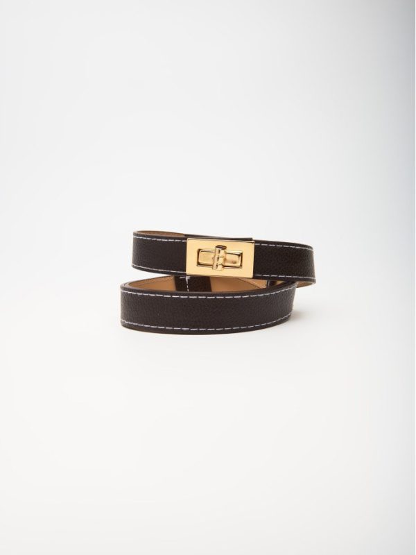 Ζώνη με κλιπ Καφέ Σκούρο