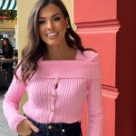 Πλεκτή μπλούζα με πεσμένους ώμους