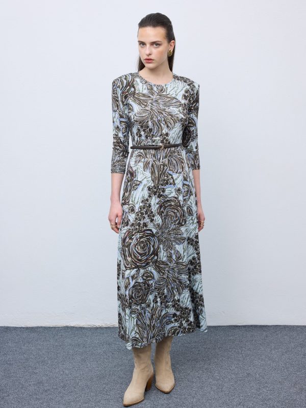Mosaic Silver Anthesis Jersey Midi Dress