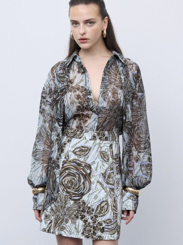 Mosaic Silver Anthesis Mini Skirt