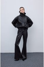 Leather Knots Pants Black