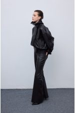 Leather Knots Pants Black