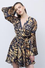 Butterfly Mosaic Wrap Mini Dress