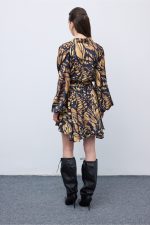 Butterfly Mosaic Wrap Mini Dress